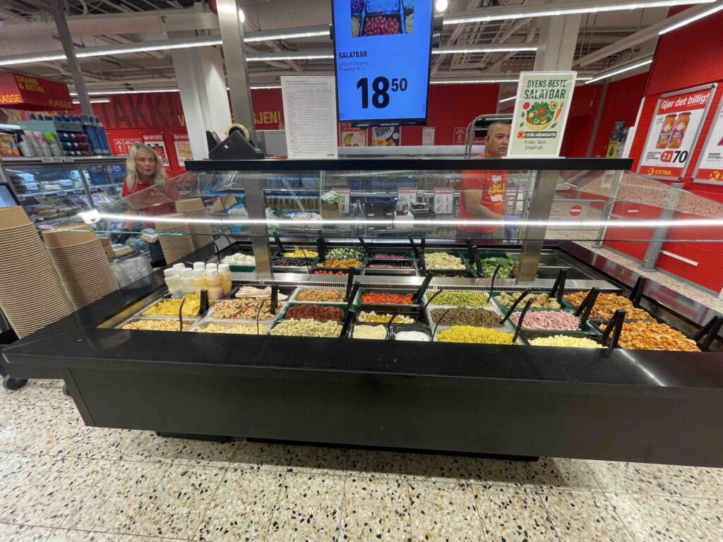 Grocery store salad bar in Norway