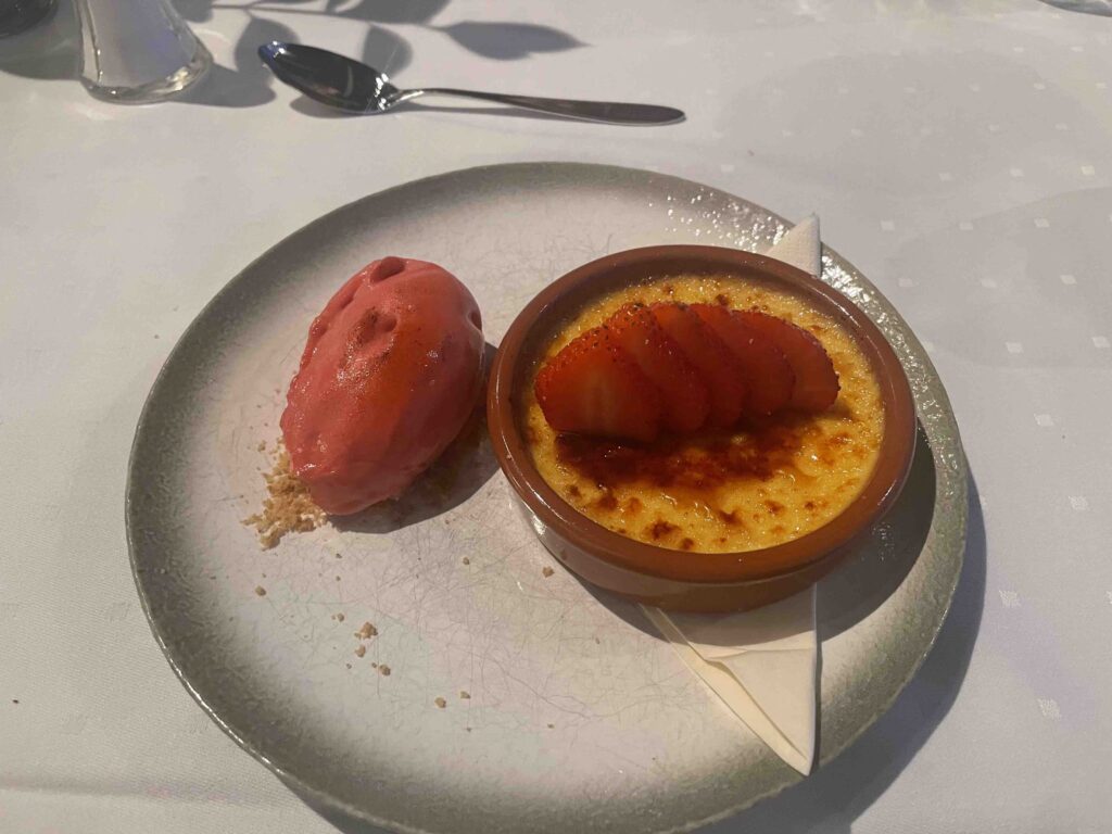 raspberry sorbet with creme brulee