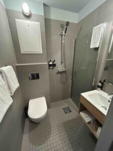 small European hotel bathroom