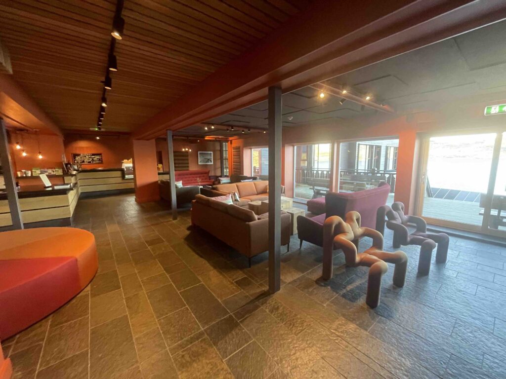 funky wooden lobby