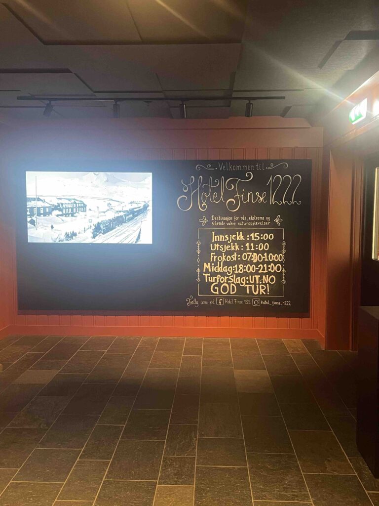 Norwegian welcome sign in Lodge lobby
