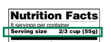 Nutrition label showing a 2/3 cup serving size.